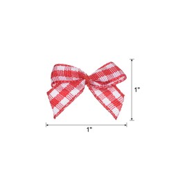 sourcing map 50Pcs Mini Gingham Ribbon Bow 1" Checkered Fabric Satin Ribbon Bows for Craft DIY Hair Bow Sewing Wedding Birthday Party Red and White