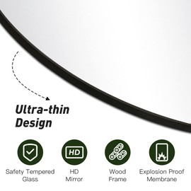 CULER Round Black Bathroom 30 Inch Mirror,Circle Wall Modern Mirror for Bedroom,Hanging Vanity Tempered Glass Mirror for Entryway or Living Room (30 inch, Black)