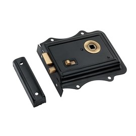 Infinity Decor Old English Victorian Style Iron Rim Latch Lock Set - Interior Bathroom Bedroom Door Gate Security Snib (Black Antique)