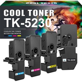 Cool Toner TK5230 Compatible with Kyocera Ecosys M5521cdw Toner P5021cdw P5021cdn M5521cdn P5021 M5521 TK-5230K TK-5230 TK-5230C TK-5230Y TK-5230M (Black Cyan Cyan Yellow Yellow Yellow a, pack of 4)