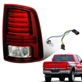 KNSPEC LED Tail Lights Compatible with 2014-2018 Dodge Ram 1500 2500 3500 Rear Lights Assemblies with LED Bulbs and Harness Replacement OEM 68093080AC CH2801202 (Red Black, Right Passenger Side)