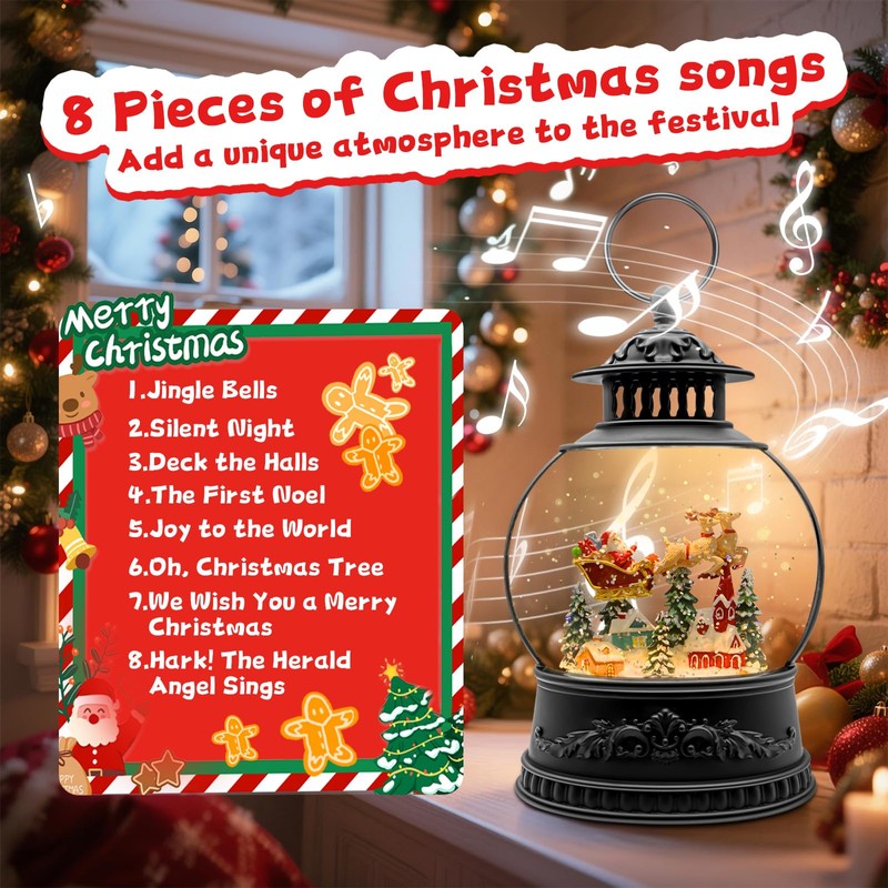 Christmas Snow Globes, Light Up Snow Globe with 6H Music