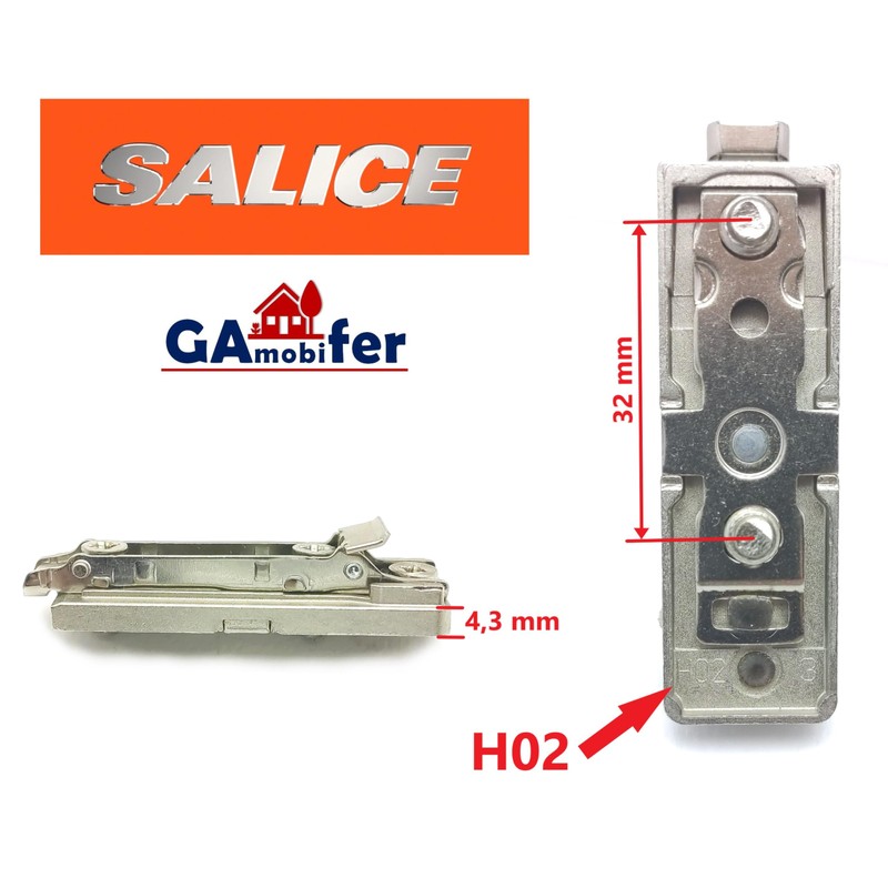 SALICE Base for Hinges with Quick Release and Coupling (Longitudinal,