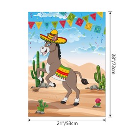 KUUQA Pin The Tail on The Donkey Party Game, Mexican Donkey Party Supplies, Birthday Party Decorations, Mexican Fiesta Party Decorations