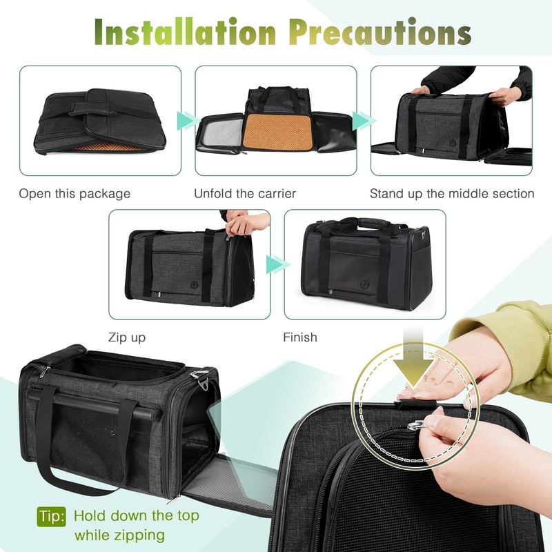 YUDODO 25 lbs Lightproof Soft Sided Large Cat Carrier for