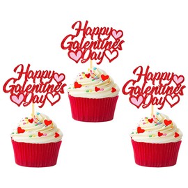 24 Pcs Happy Galentine's Day Cupcake Toppers for Galentine's Day Decoration, Valentines Cupcake toppers Friends Galentines Party Decor Girls' Night Party Decorations (happy)
