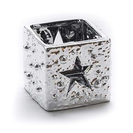 DARO DEKO Ceramic Tea Light Holder Silver Star 7.5 x 7.5 cm 1 Piece