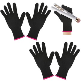 Ptwola 2 Pair Heat Resistant Gloves for Hair Styling Professional Hot Hand Gloves Heat Protection Flat Iron Gloves Pink Edge Heat Press Sublimation Gloves for Women Curling Wand Styling Tool