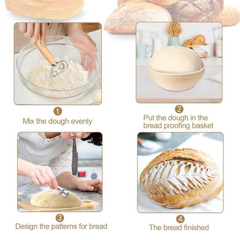 TeamFar Bread Proofing Basket Set, 9” Round & 10” Oval
