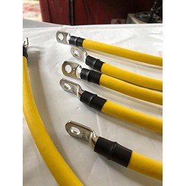 ECW&L Club Car DS 2 Gauge Battery Cable Set with Main Positive and Negative Cables (Yellow)