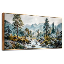 ERQINHUA Large Wall Decor For Bedroom Canvas Wall Art For Living Room Office Decorations Forest Tree Paintings Rivulet View landscape Wall Pictures Artwork Modern Home Decor Wood Framed 20x40 In