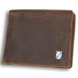 hodalump Genuine leather wallet for men and women with RFID protection, wallet including gift packaging, wallet with coin compartment and embossing, Bavaria, Classic