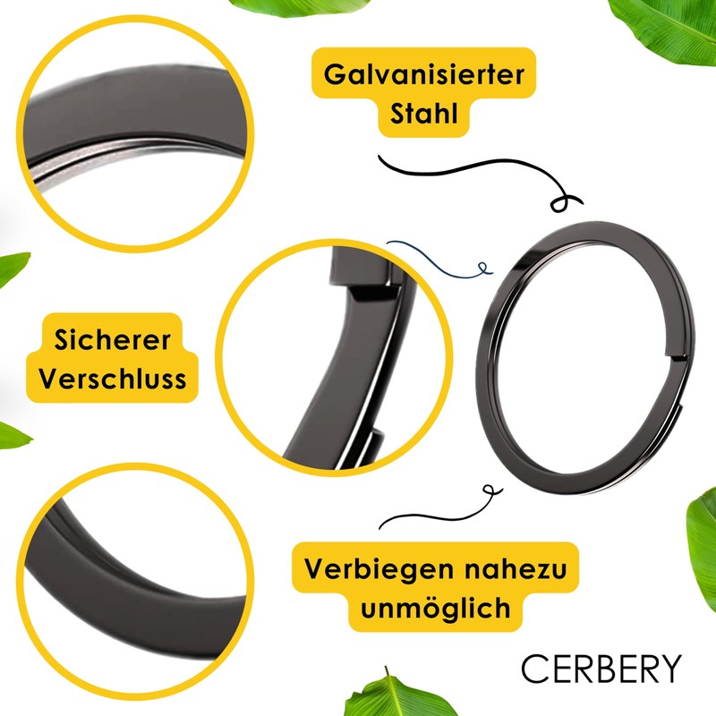 Cerbery - Hardened Steel Key Ring Set - 5 x