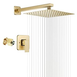Kit de ajuste de regadera de una sola función con válvula de presión, sistema de llave de regadera tipo lluvia, cabezal cuadrado de acero inoxidable d