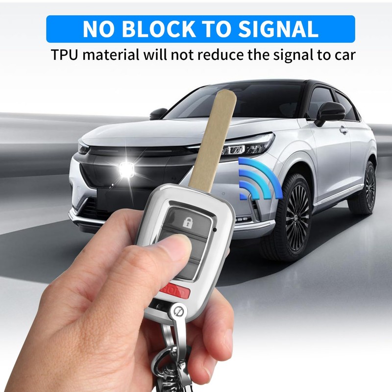 for Honda Key Fob Cover with Key Chain, Soft TPU