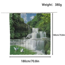 FAIRYGATE Long Shower Curtains European Village Garden Scene Shower Curtain 12 Hooks Included 180 X 180 Cm Bathroom Curtains B8519