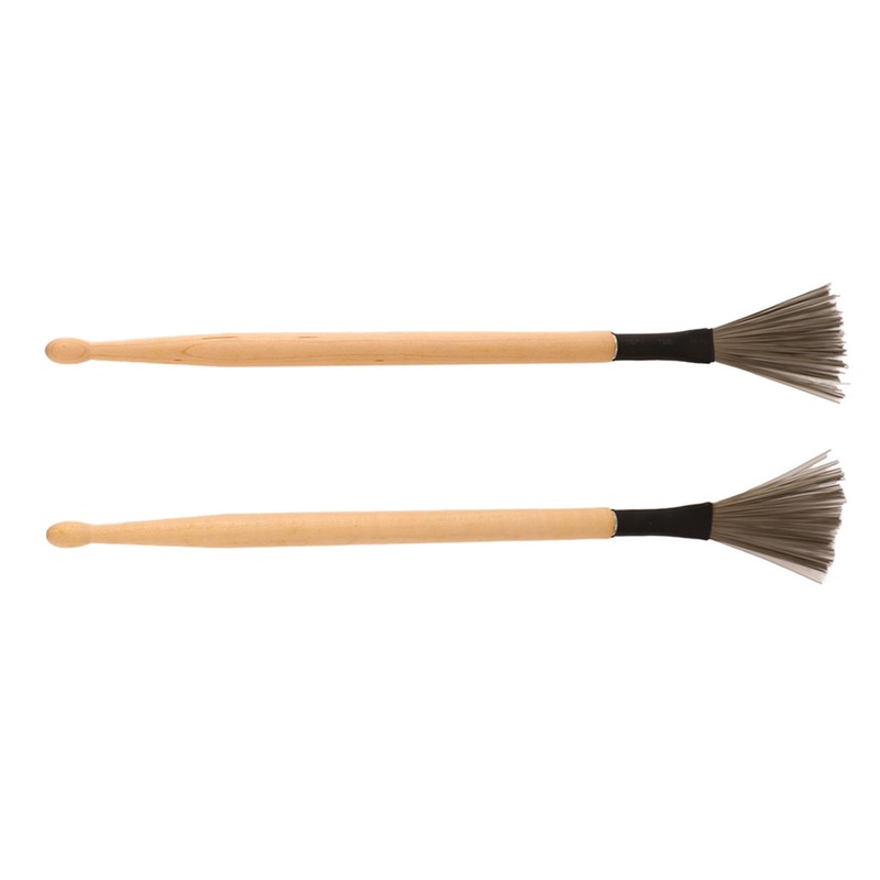 2Pcs Drum Stick Brush Wood Retractable Wire Combination Musical Instrument