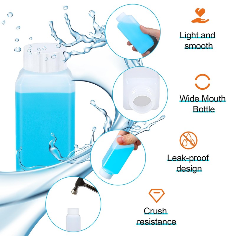 Tight Seal Plastic Bottles with Caps, Laboratory Reaction Bottles, Reusable