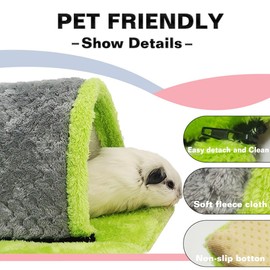 TCYYNEK Warm Guinea Pig Hideout Tunnel Bed, Soft Removable Guinea Pig Tunnels and Tubes for Cage, Sturdy Small Animal Tunnel for Rat, Hamster Hedgehog, Chinchilla (Green)