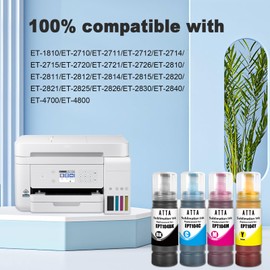ATTA Sublimation Ink Compatible with ET-1810 ET-2710 ET-2711 ET-2712 ET-2714 ET-2715 ET-2720 ET-2721 ET-2726 ET-2810 ET-2811 ET-2812 printer (Black/Cyan/Magenta/Yellow)