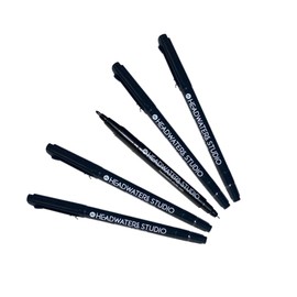 Headwaters Studio Growth Chart Markers - Twin Tip Markers Black Pens Ultra Fine Permanent Markers Fine Tip Markers Dual Tip Markers Drawing Pens, Black Markers Dual Tip Art Pens, Black - Set of 5
