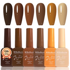 WHsHeria Gel Nail Polish Set – 6 Colors 15ML Coffee Brown Nude Beige Nude Pink Chestnut Skin Tone Soak Off UV LED Gel Polish Kit for All-Season Nail Art Manicure Salon DIY at Home for Women F gift