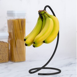 Homeries Banana Holder Modern Rack Hanger Tree Stand Hook for Kitchen Countertop. Satin Nickel Banana Holder Keeper Stand