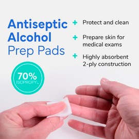 OWELL Prep Pads - 300 Individually Wrapped Sterile Alcohol Wipes, Medium 2-Ply Antiseptic Wipes for Disinfecting Skin, First Aid Kit Alcohol Swabs (3 Packs of 100 Count)