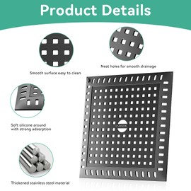 USAHANKE Drain Hair Catcher for Bathroom Sink,4.8" Stainless Steel and Silicone Shower Drain Covers Suitable for Drains and Bathroom Floors 2 Pack (2, Matte Black)