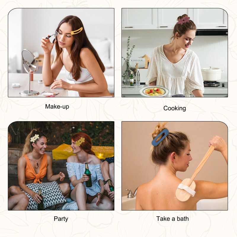 12Pcs Flat Flower Hair Clips Elegant Matte French Hair Barrette