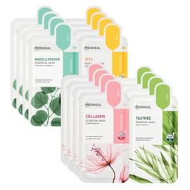 Mediheal Mascarilla Facial New Essential Hero Paquete De 16(Colágeno Árbol De Té Madecassoside Vita) Combo De Mascarilla Facial Coreana Para El Cuidado De La Piel Kbeauty Korean Glass Skin