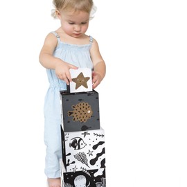 Wee Gallery Nesting Blocks - Ocean Animals and Numbers - Black and White Stacking and Building Toy for Toddlers and Kids - Motor Skills, Creative Play and Problem Solving for Children (Ages 2 and up)