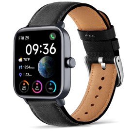 VELULYX genuine leather strap compatible Gloryfit IDW19, 22mm Strap for Veryfit IDW13/IDW16/IDW18, TUYOM LW36, H1/D1,T50S, P66/P66D/P72/P95, Y6, YB54, G39, AGPTE LW11