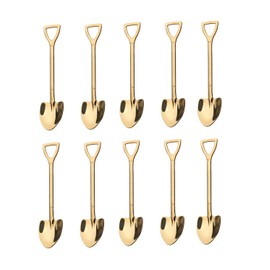 10 Pack Dessert Spoon 6 inch Shovel Shape Stainless Steel Spoons Ice Cream Fruit Spoon for Home Kitchen or Restaurant, Gold