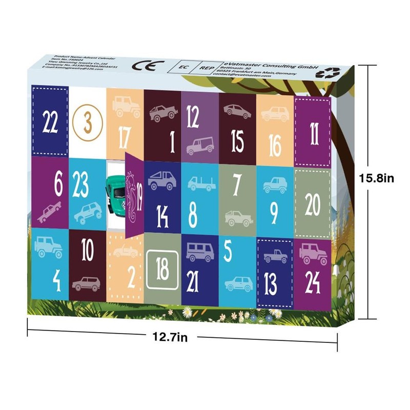 24PCS Mini Pulls Back Cars Toy Set Christmas Countdown Calendar