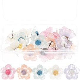 Push Pins Small Flower Pins Push Pins Push Pin Tacks 20 Pieces Flower Pins Cork Board Tacks Flower Thumb Tacks Fasteners Decorative Nails Craft Home Decoration Replaceable Fixing Photo Calendar Map Bulletin Board Cork Board Storage Box (5 Colors)