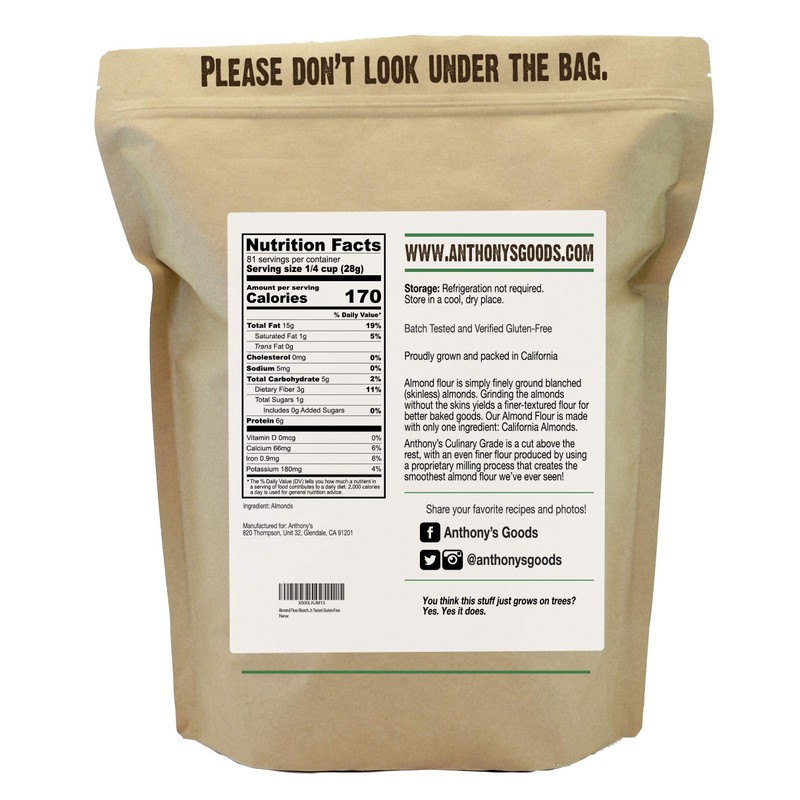 Anthony's Blanched Almond Flour, Culinary Grade, 5 lb, Extra-Finely Ground,