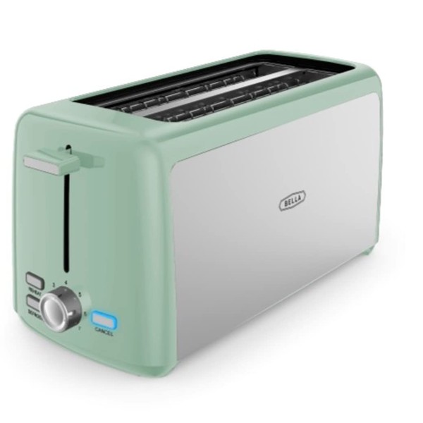 BELLA 4 Slice Toaster, Long Slot & Removable Crumb Tray,