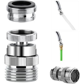 Adaptador de grifo con aireador, adaptador de grifo de fregadero a manguera de jardín, giratorio, adecuado para baños y cocinas, rosca GHT de 3/4" cromado