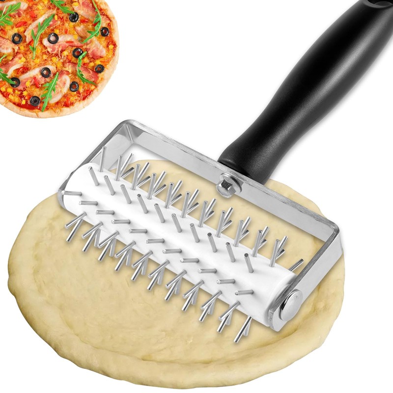 Pizza Dough Docker Stainless Steel Pizza Roller with Spikes Multipurpose
