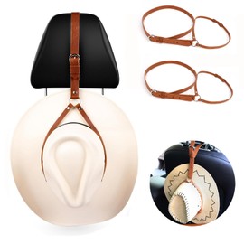 HIASTRA Cowboy Hat Holder for Your Vehicle, 2 PCS Leather Cowboy Hat Mounts for truck, Cowboy Hat Rack for Pickup Truck Keep Your Hat Securely, Brown