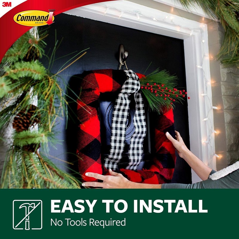 Command Outdoor Metal Hook, 1 Hook, 2 Strips, Water-Resistant Strips