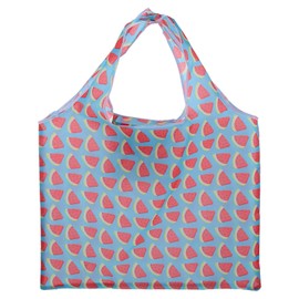 sourcing map Reusable Grocery Bags, 1Pcs Printed Washable Shopping Totes with Handles, Foldable Large Cloth Grocery Bag for Shopping, Camping and Traveling (Watermelon)