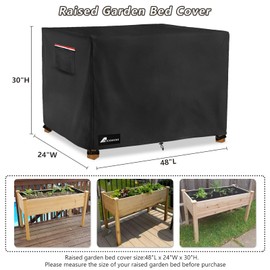 Alickwang Raised Garden Bed Cover,Heavy Duty 600D Waterproof Elevated Wood Planter Box Stand Cover for Winter,Planter Raised Beds Cover 48 x 24 x 30 Inch(Black,Cover Only)