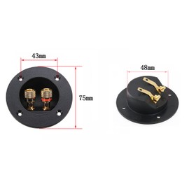 BlueMart 3" Round 2-Way Binding Post Screw Cup Connector Speaker Box Terminal Cup (Black - 2pcs)