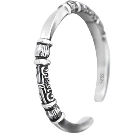 Kim Carrey S925 Sterling Silver Bracelet, Open Bangle Cuff Design, Men's Gift Jewelry for My Man (Retro)