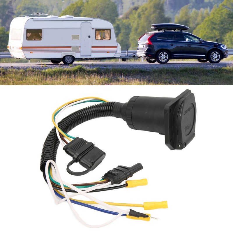 Trailer Wiring Adapter 4 Way to 7 Way Round Trailer