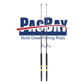 Xcaliber Marine Pair (2) Tournament Series 20-40lb Saltwater Trolling Rod w/Pac Bay Guides (Blue & Silver)