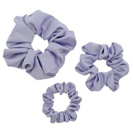 3 Pieces Satin Scrunchies Set for Hair No Crease Elastic Hair Ties for Women and Girls (Light Purple Blue)