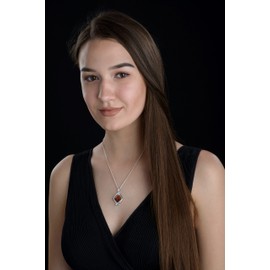 LillyMarie Ladies Solid Silver Necklace 925 Pendant Goldstone Brown Length Adjustable Gift Wrapped Christmas for mom